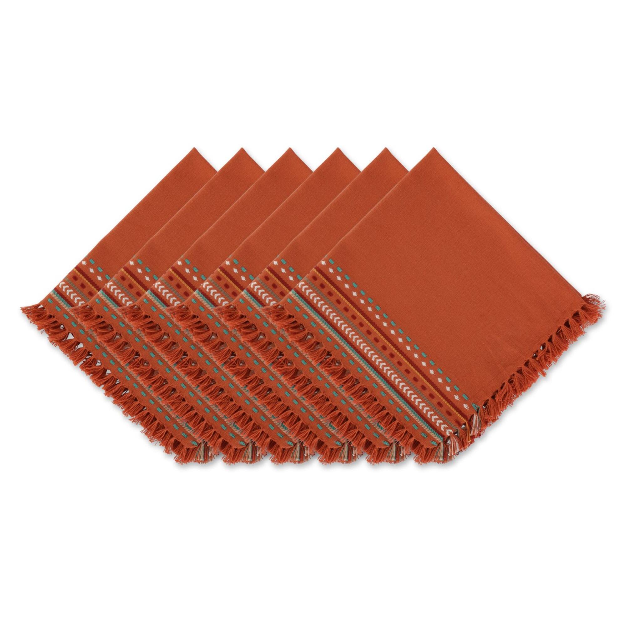 DII® Sedona Sunset Hacienda Stripe Fringed Cloth Dinner Napkins, 6ct.